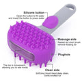 Purple and gray dual-face silicone bath brush, studio shot