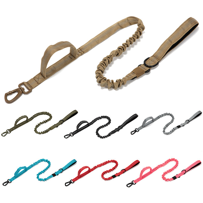 Tan Bungee Lead with traffic handle and seven color thumbs