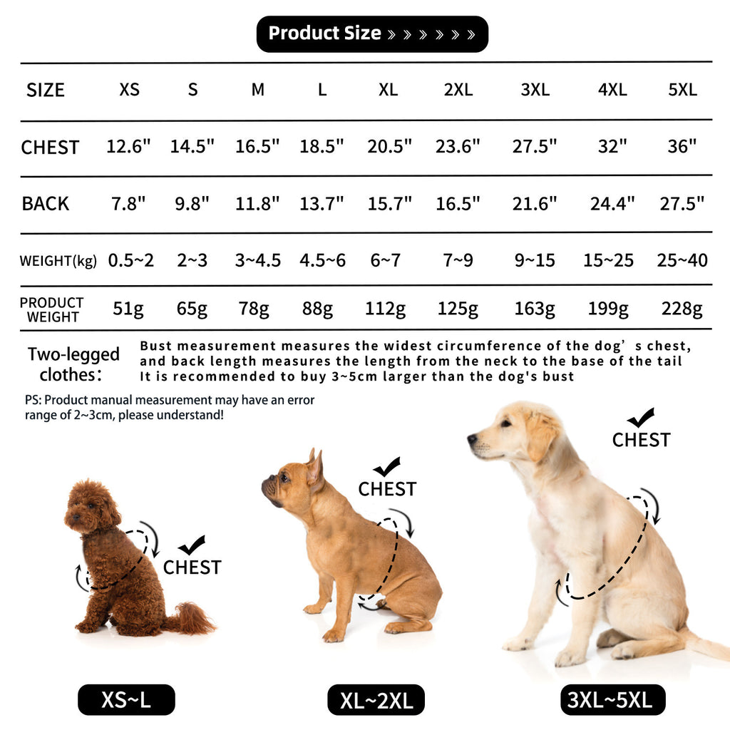 Walk Hoodie size chart XS–5XL, chest first