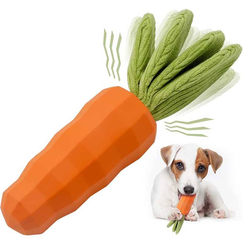 Chew Carrot on white with a dog inset