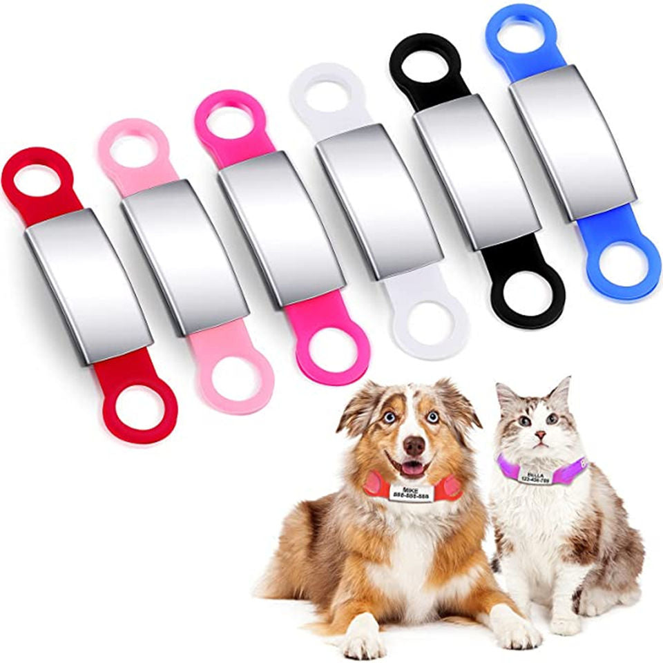 Silent Tag in six colors, on a dog and a cat