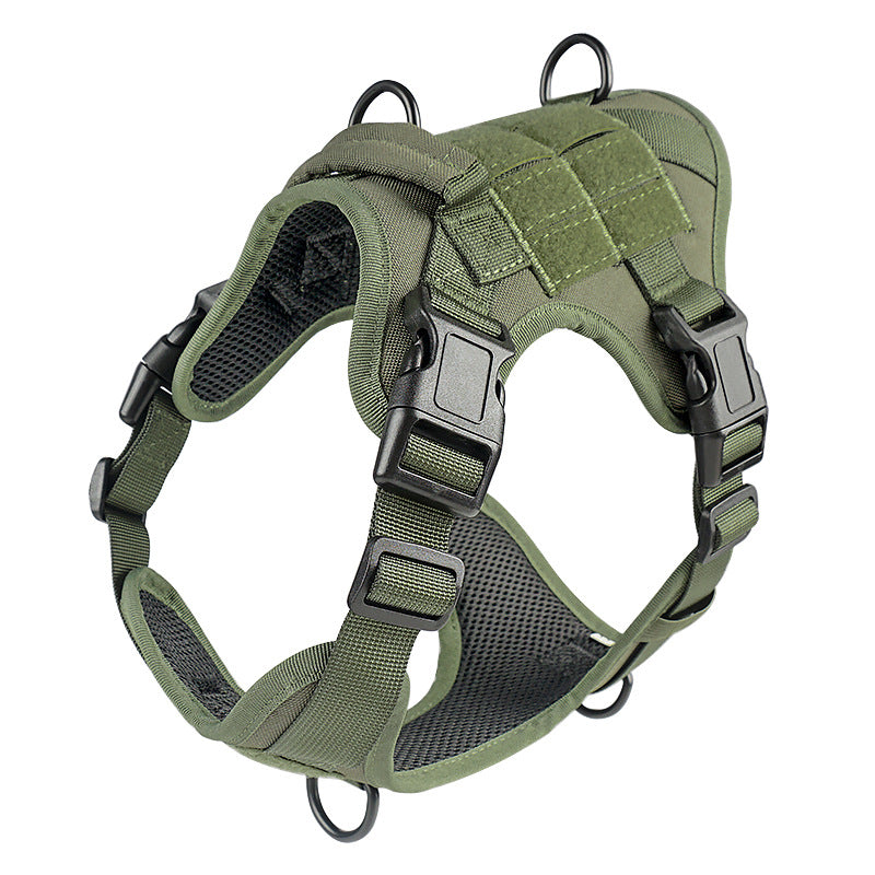 Olive Tact Harness, chest D-ring and Velcro panels