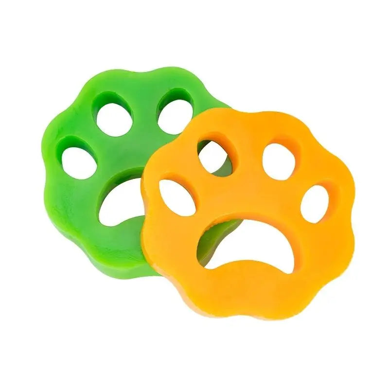 Green and orange Fur Catch discs on white