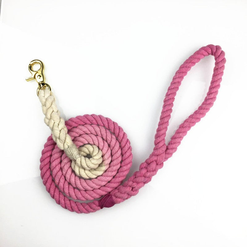 Pink Rope Lead, gold clip and whipped ends