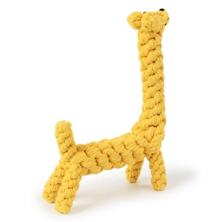Yellow Rope Giraffe standing on white