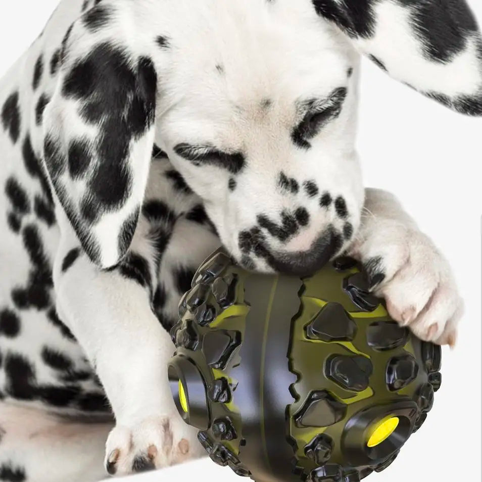 Dog chewing a Giggle Ball