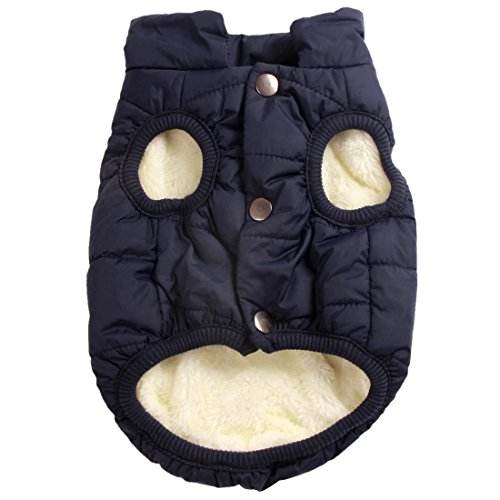 Navy Walk Coat underside, fleece and snaps
