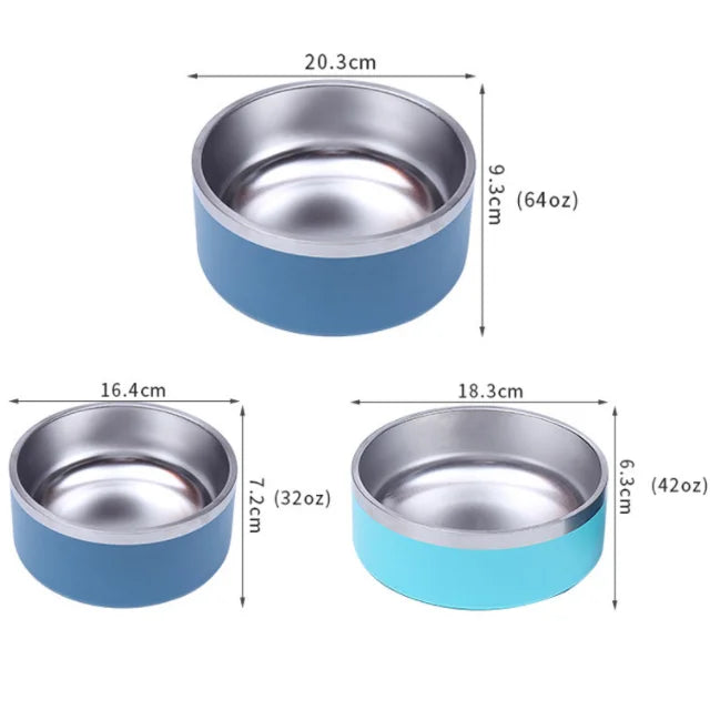 Steel Bowl sizes 32, 42, and 64 oz