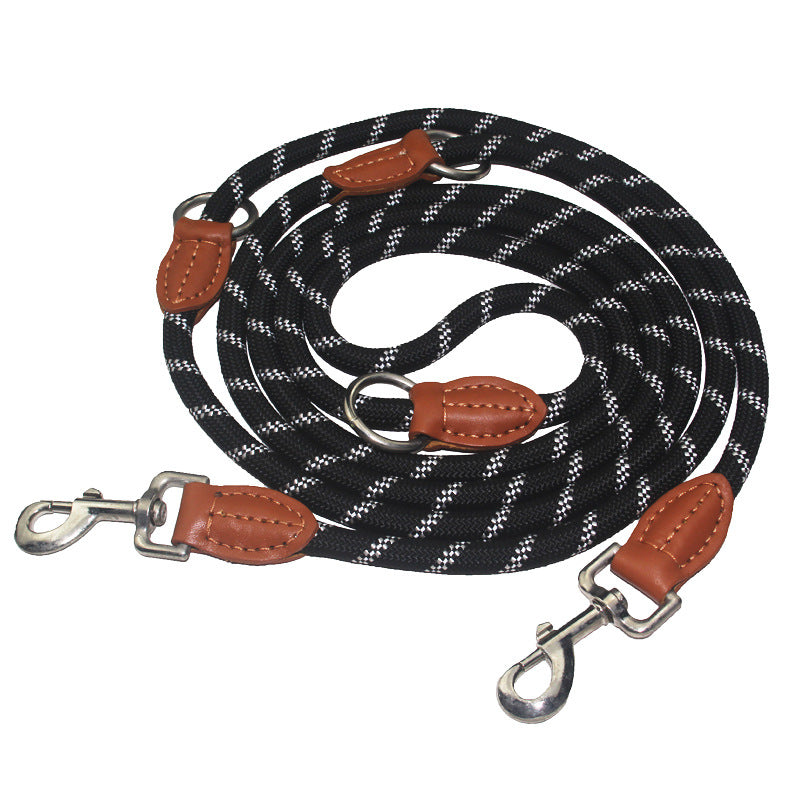 Black Multi Lead coiled, leather wraps at each joint