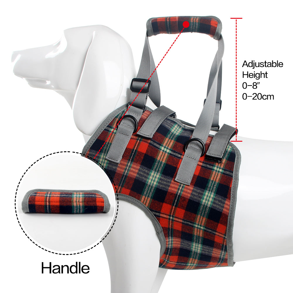 Plaid Lift Harness on a mannequin, handle 0–8 in