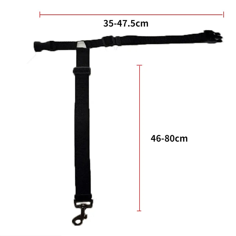 Black Car Tether, loop 35 to 47.5 cm, lead 46 to 80 cm