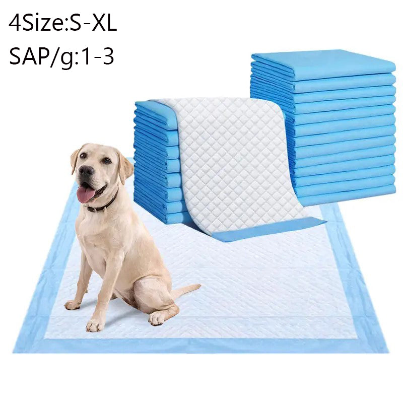 Pee Pad stacks and a Golden Retriever pair, no text