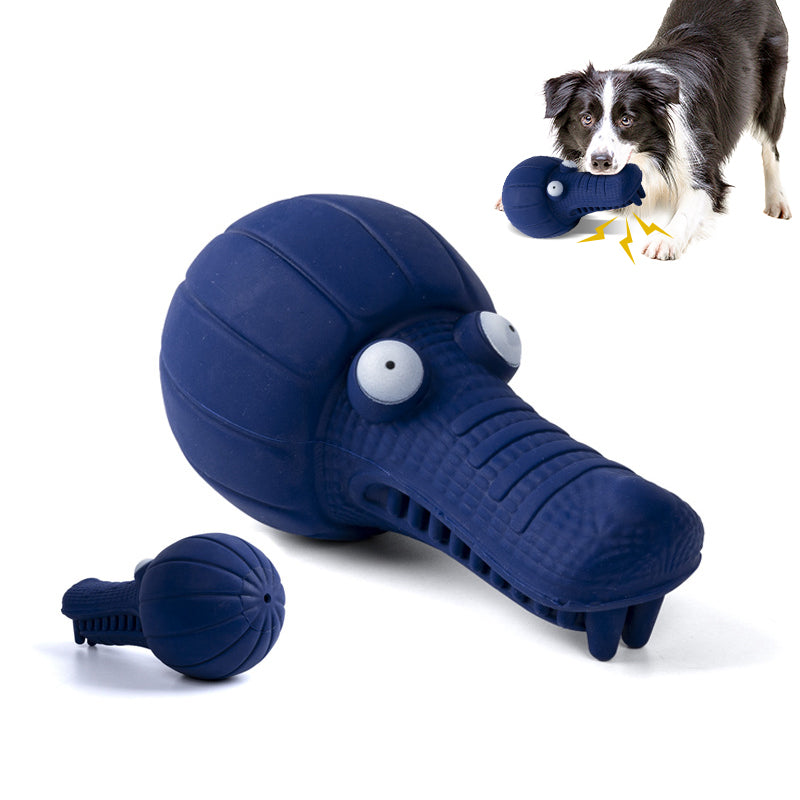 Navy Rubber Croc on white with a dog inset