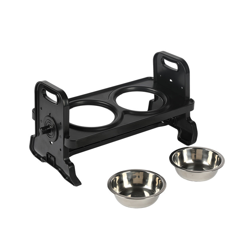 Black Pillar Stand with two stainless bowls in front
