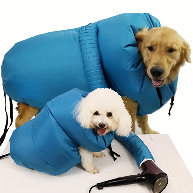 Blue Dry Bag on a Golden Retriever and a small white dog