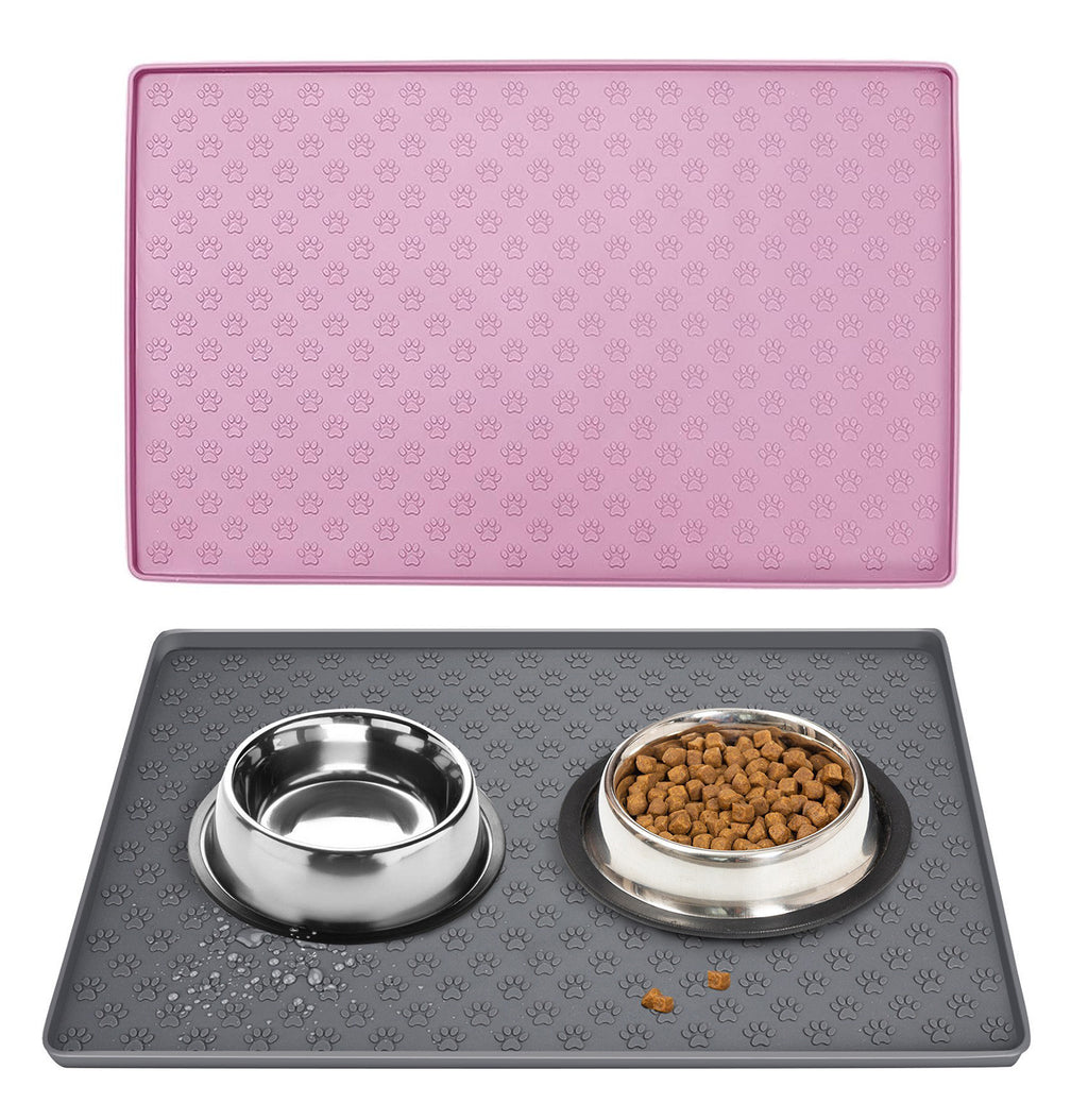 Pink and grey Placemat with two bowls