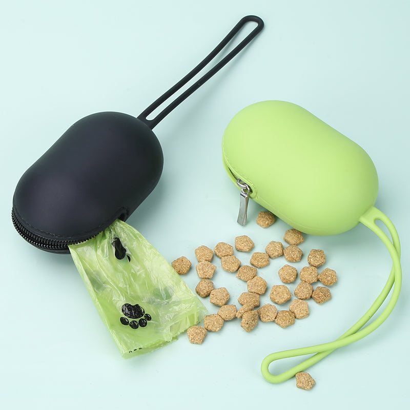 Black and green Treat Pouch, open and as a bag slot