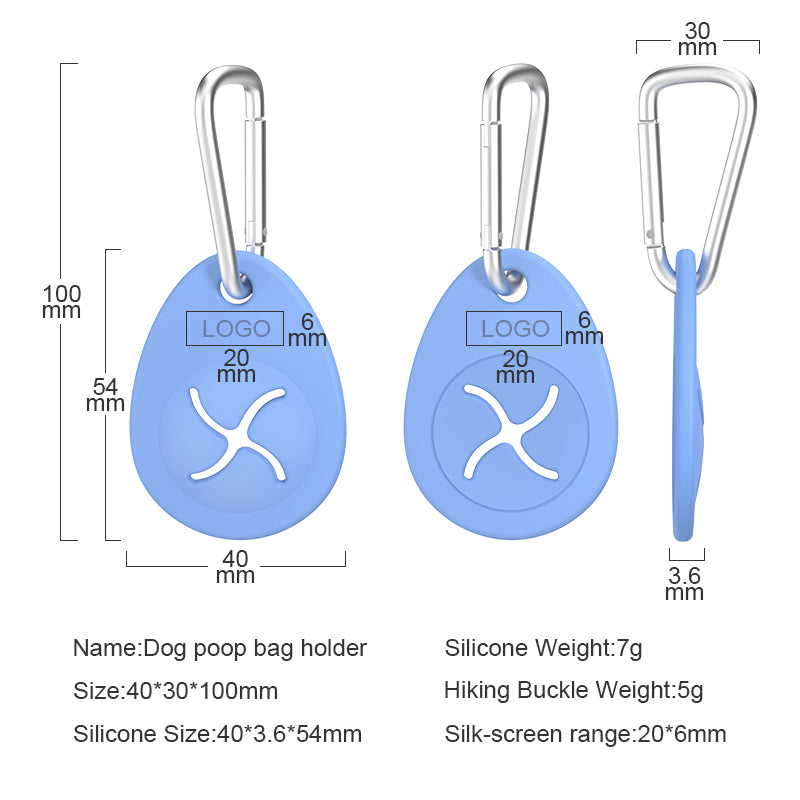 Walk Clip dimensions, 7 g silicone plus 5 g carabiner
