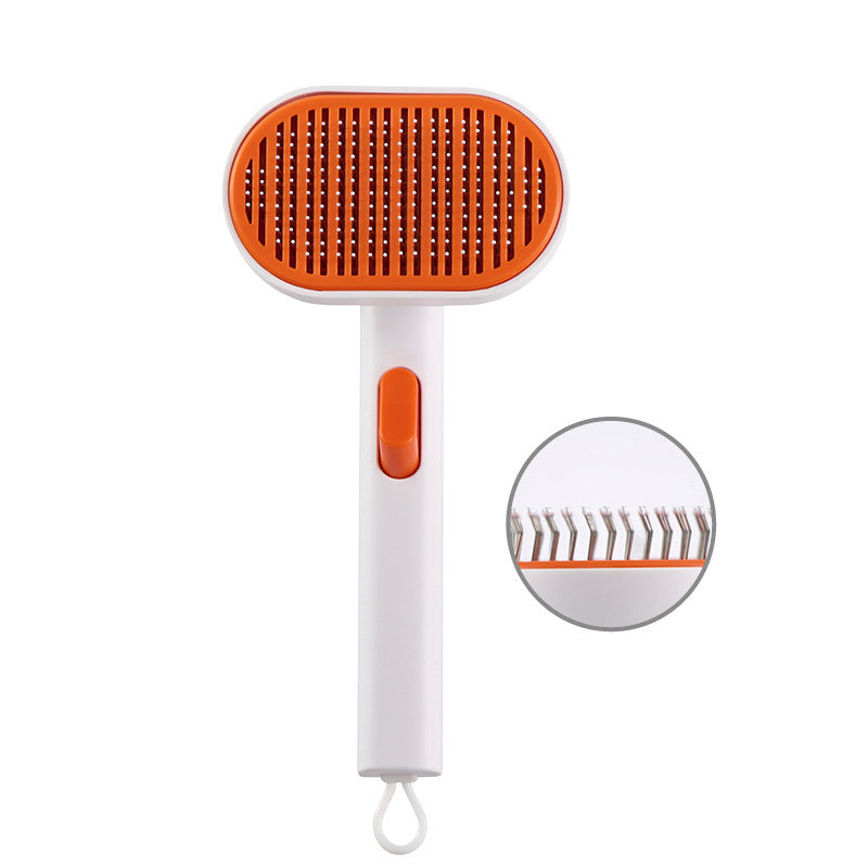 White and orange self-cleaning slicker brush, studio shot