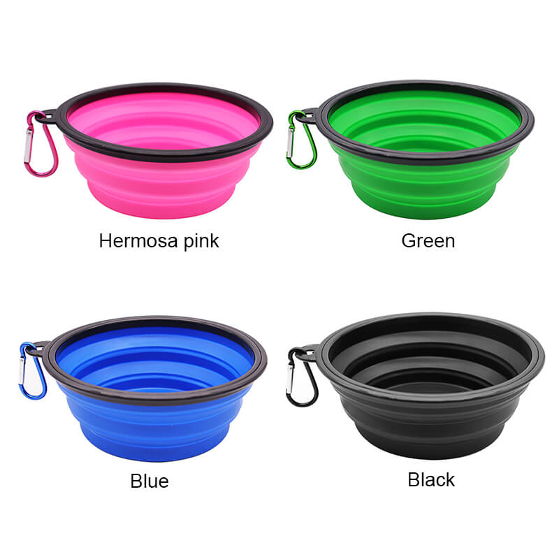 OrvelloGo Go-Bowl in pink, green, blue, and black, expanded