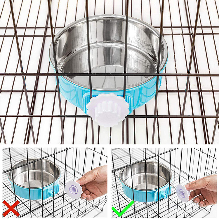 Crate Bowl clamped to crate wire