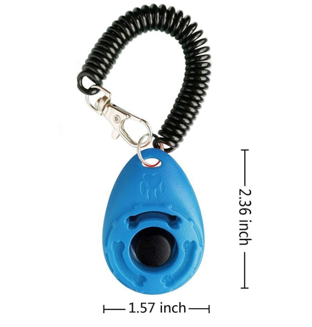 Blue Train Clicker with English size labels, 2.36 × 1.57 in