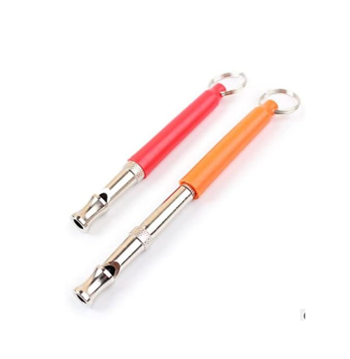 Orange and red Train Whistle, adjustable metal barrel, same mold