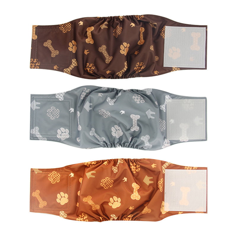 Belly Band in brown, slate, and cinnamon paw prints