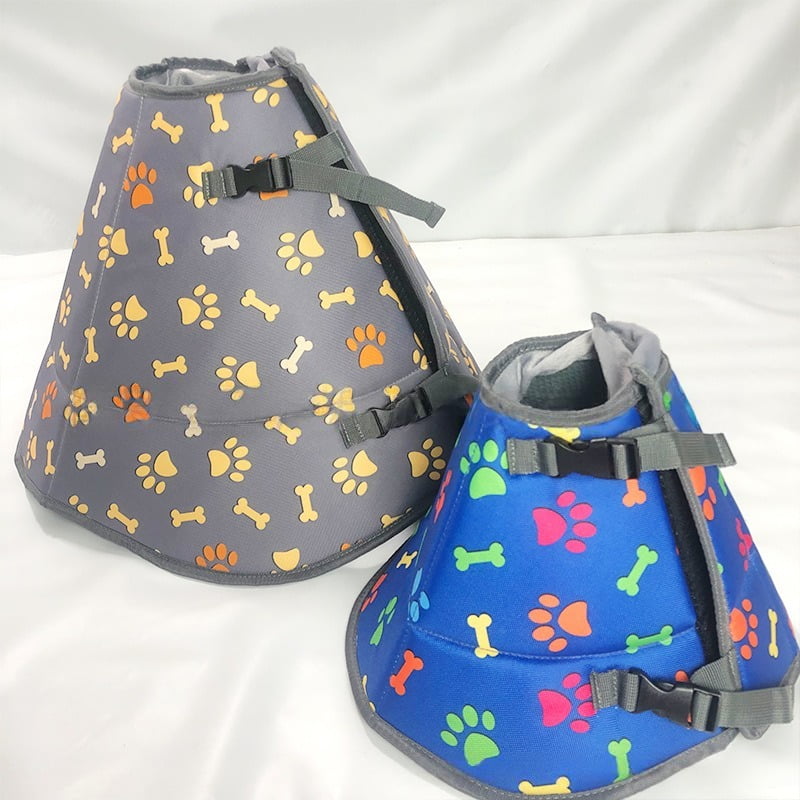 Soft Cone in grey bone print and blue paw print