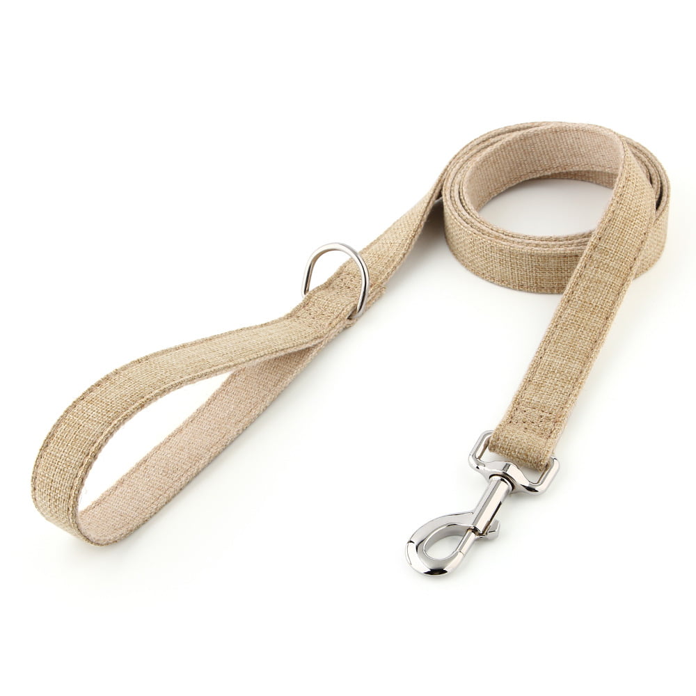 Beige Walk Leash with silver snap and D-ring