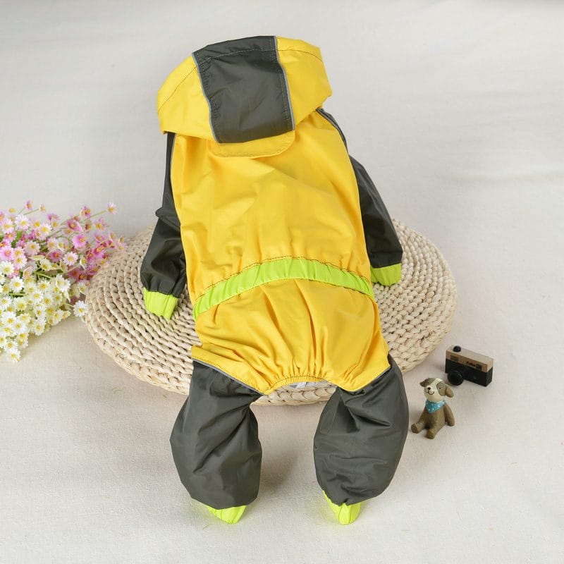 Yellow four-leg Rain Suit, same mold, studio