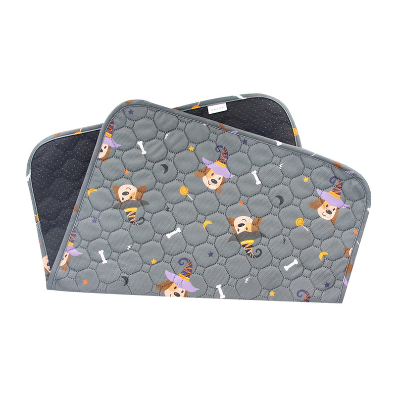 Wash Pad, grey honeycomb with witch-hat print and dotted back