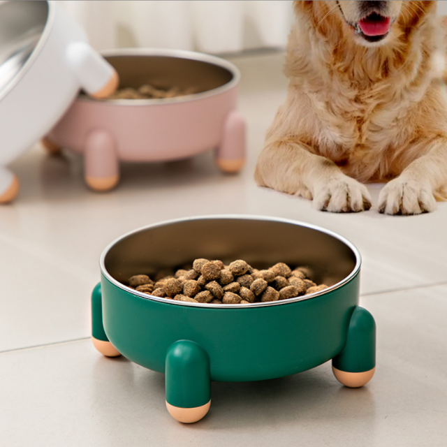 Raised Bowl in green, pink, and white