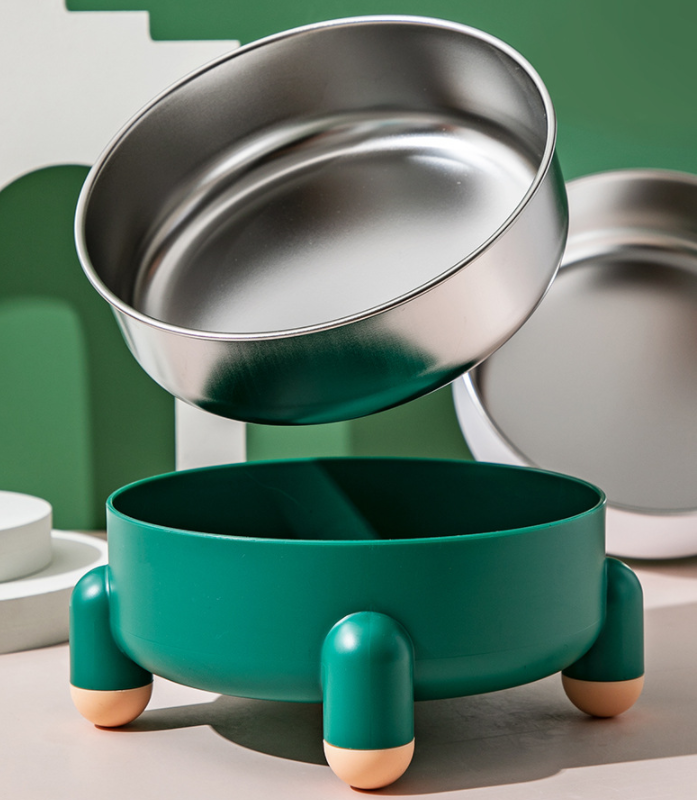 Green Raised Bowl with liner lifted