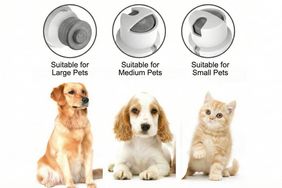 Nail Grinder ports for large, medium, and small pets