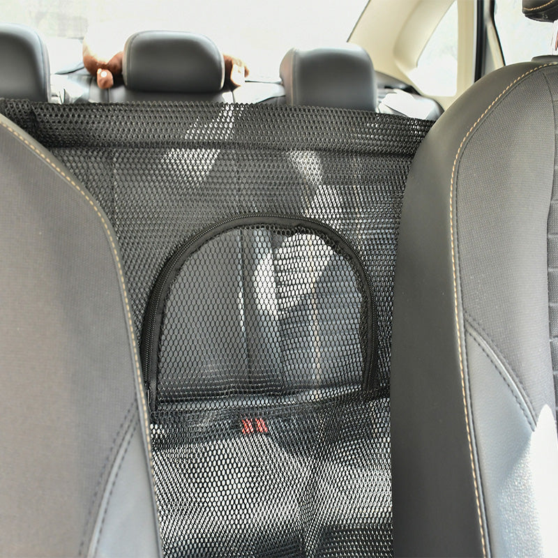 Black mesh Car Barrier with zipper window between front seats