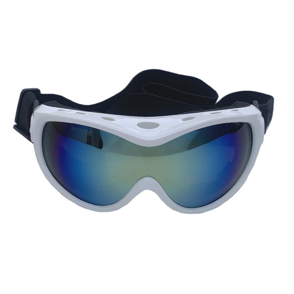 White wrap-around Dog Goggles, mirrored lens, same RS-202 mold