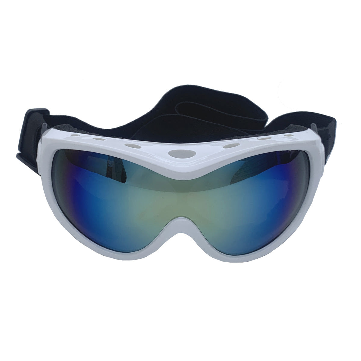 White wrap-around Dog Goggles, mirrored lens, same RS-202 mold
