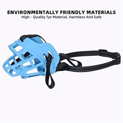 Light-blue TPR Basket Muzzle flat, English material callout