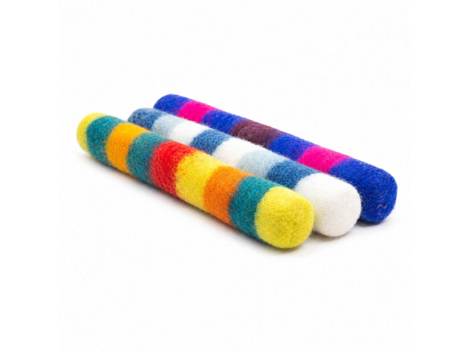 Three Felt Kicker stripe colors on white