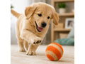Puppy playing with an orange striped Felt Toss Ball