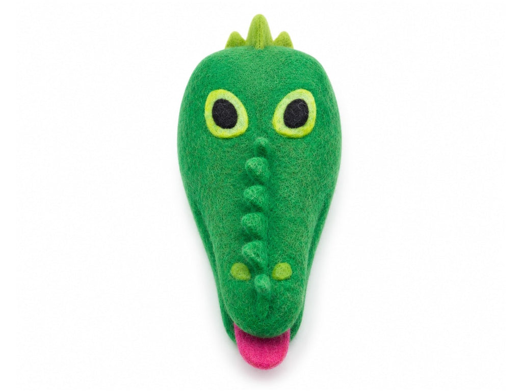Felt Alligator from above on white