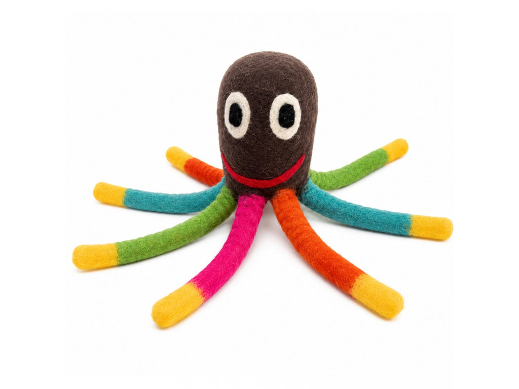 Felt Octopus standing, eight tentacles