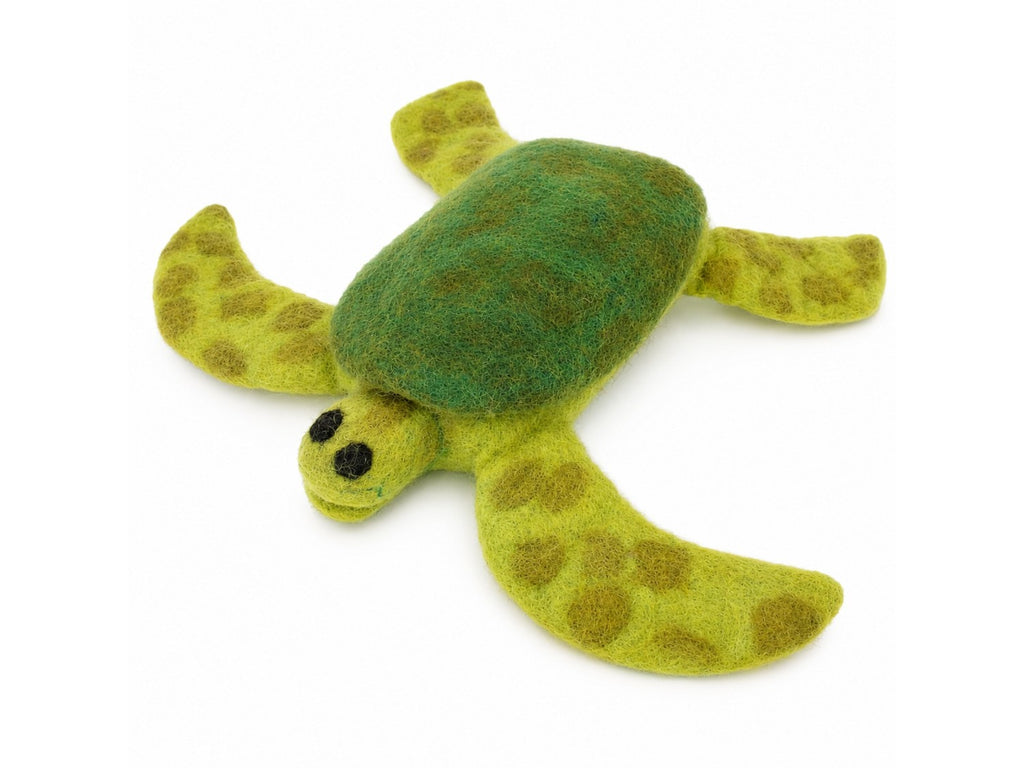 Felt Tortoise on white, three-quarter view